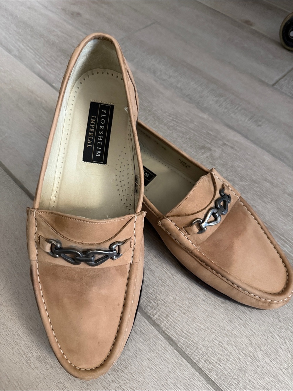 Florsheim Imperial Tan Chain-Detail Leather Loafers